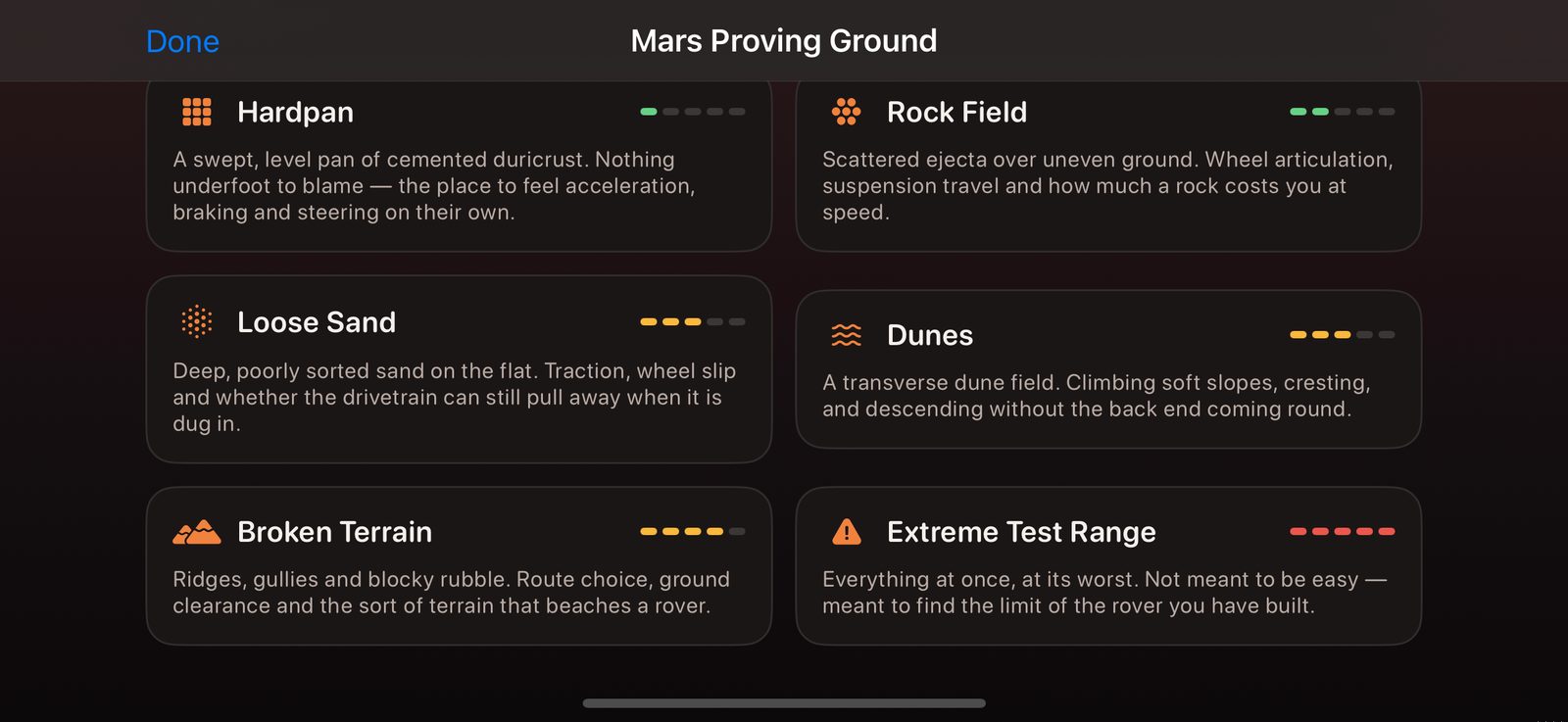 The Mars Proving Ground surface picker